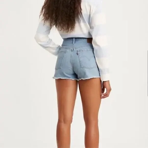 Levi's 501 High Rise Shorts Weak In The Knees Light Wash - Picture 4 of 13